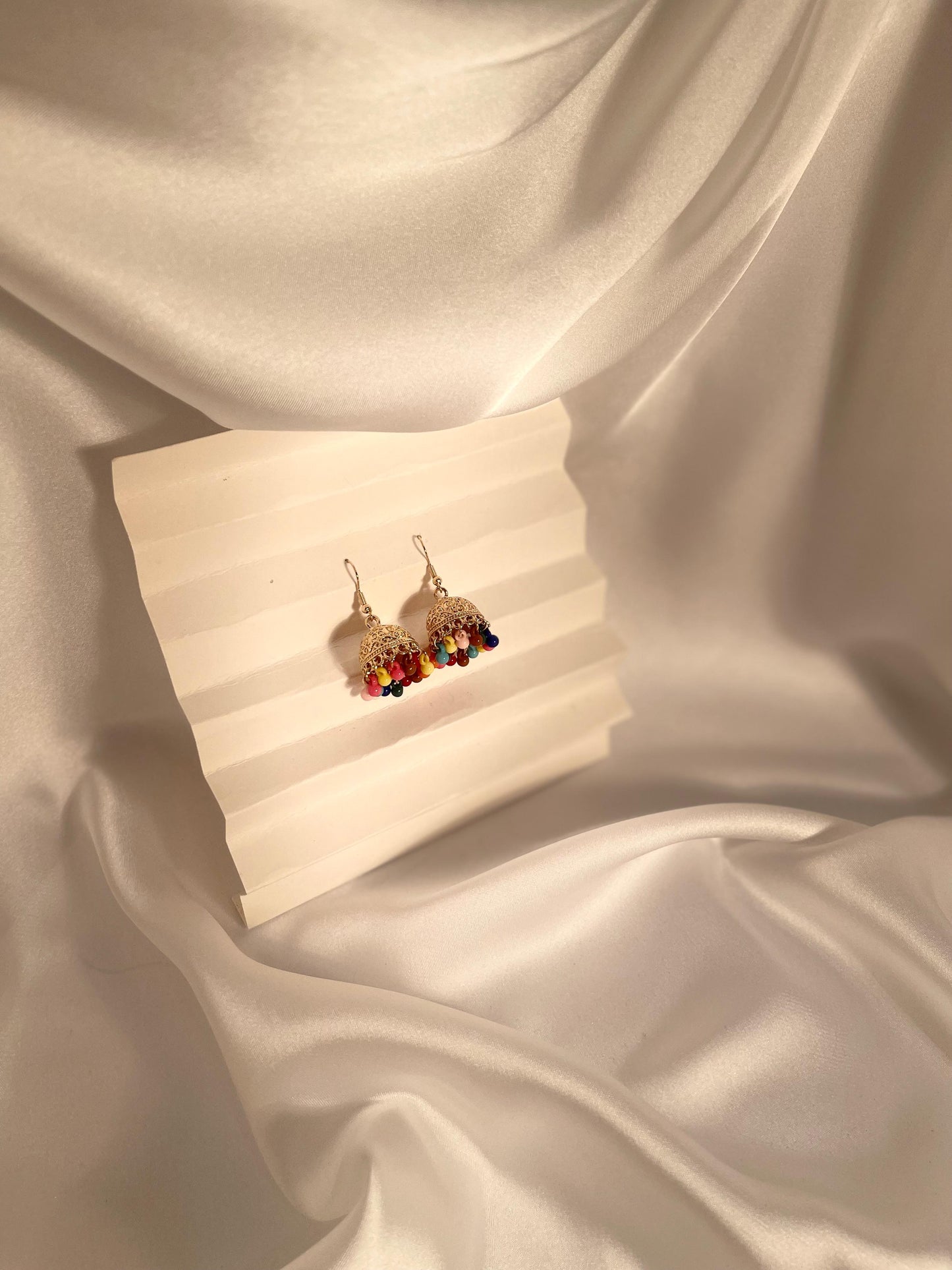 Tania gold Jhumki (multi beads)