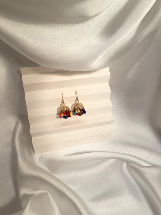 Tania gold Jhumki (multi beads)