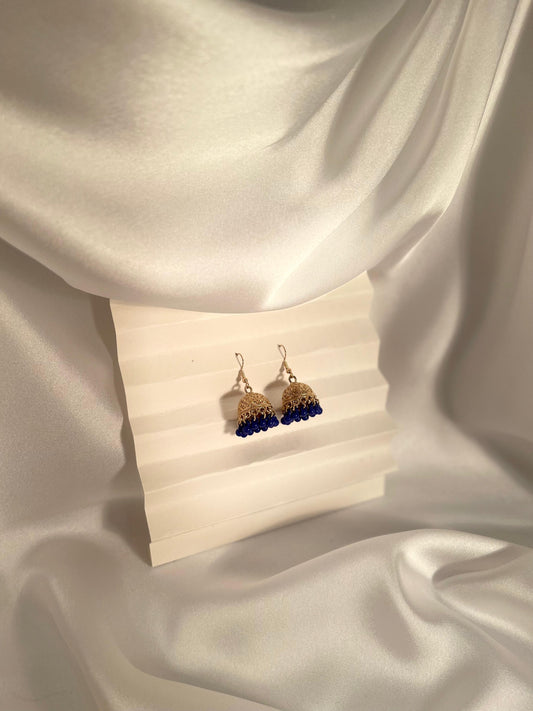 Tania gold Jhumki (blue beads)