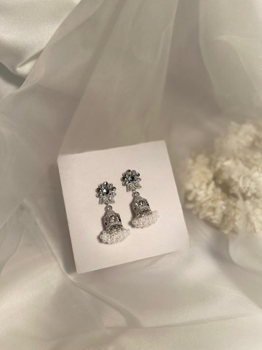 Floral Cage jhumki- silver