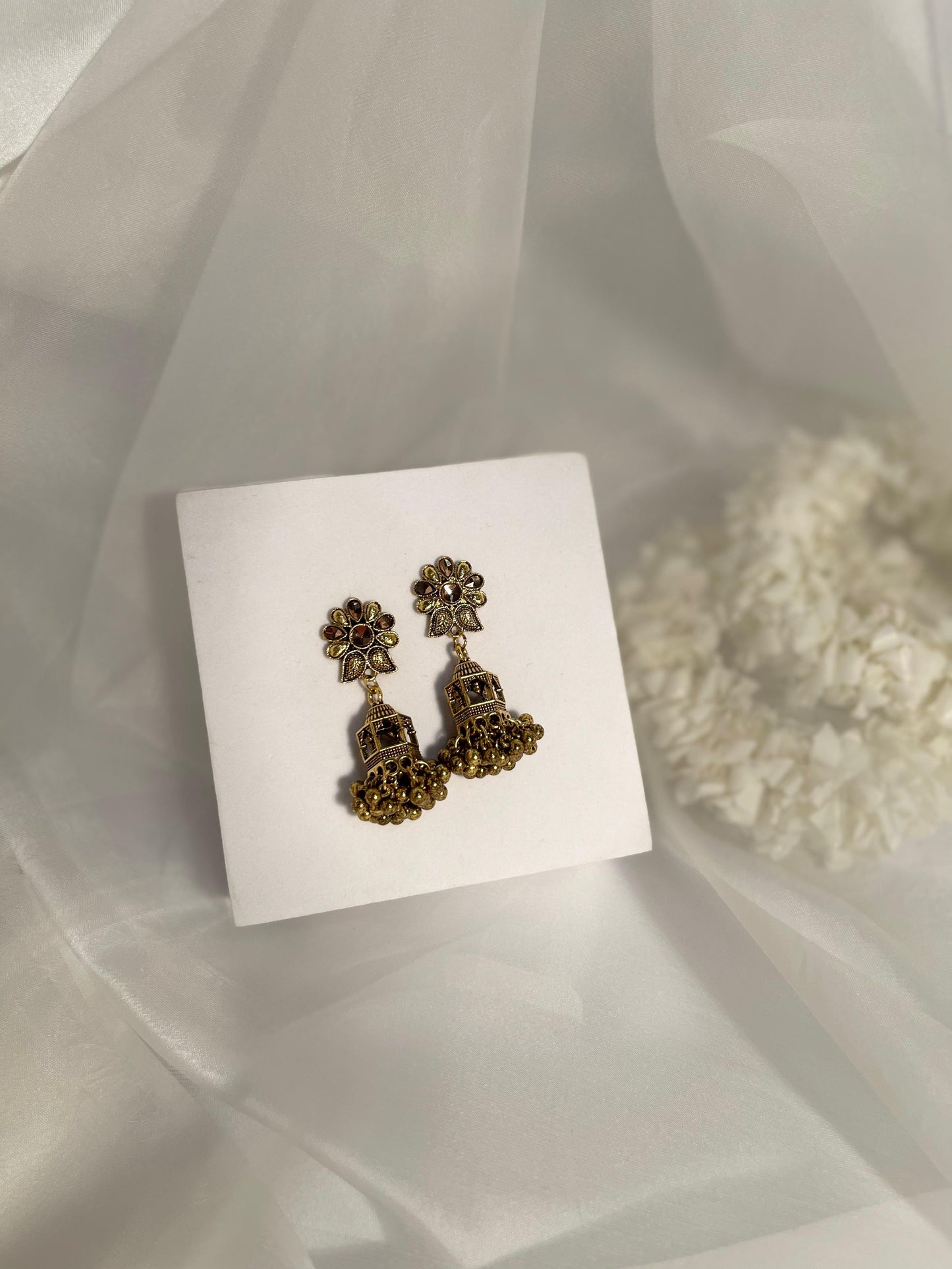 Floral Cage jhumki- Copper