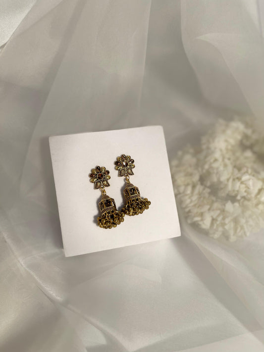 Floral Cage jhumki- Copper