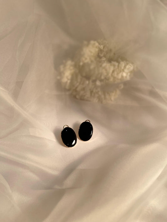 black oval earring
