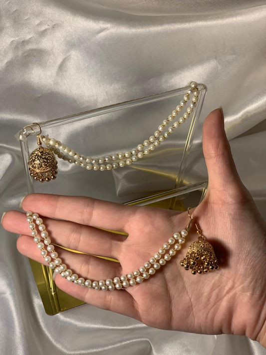 Tania Gold Jhumki with double Saharay