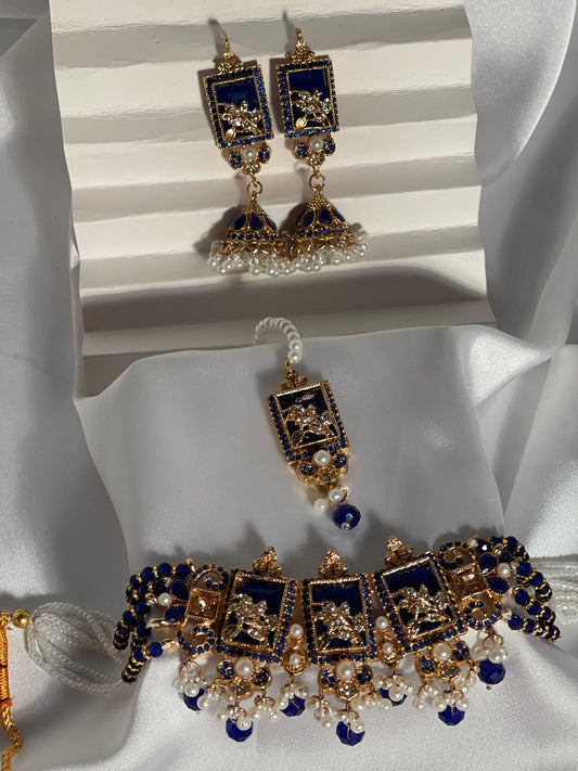 Teen Chakoor Choker Set (Blue)