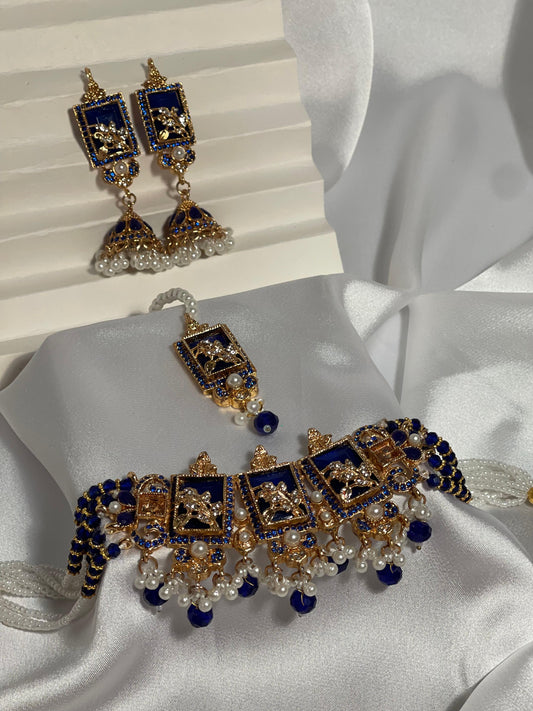 Teen Chakoor Choker Set (Blue)