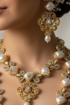 Aneela set - Gold white