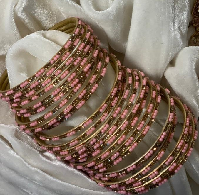 Neha Bangles (tea pink and Gold)