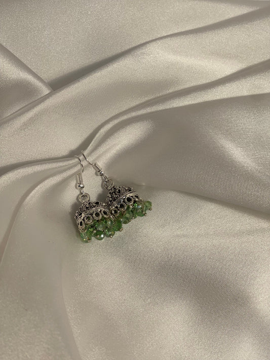 mini jhumki - light green and silver.