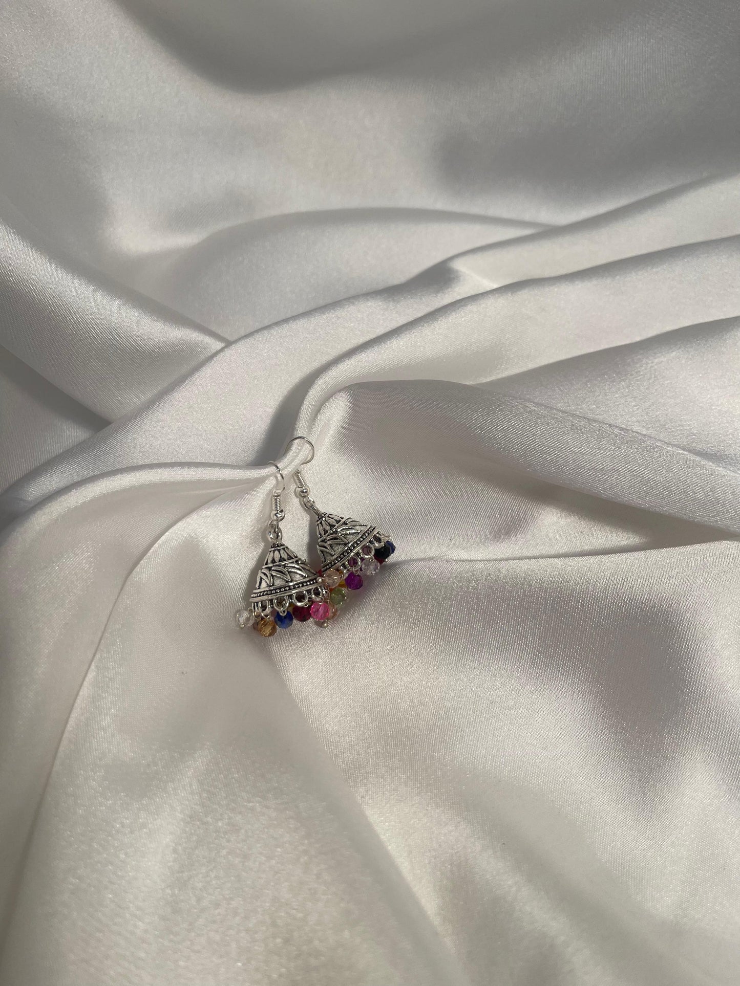 Jhumki-Silver with Multi beads