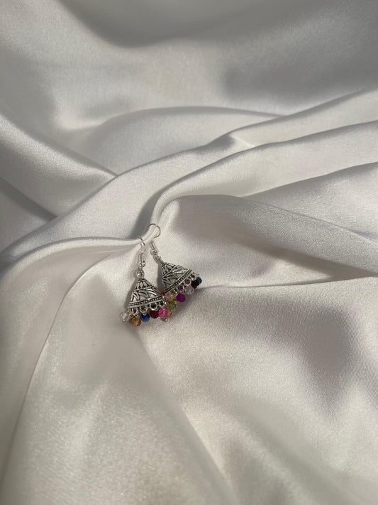 Jhumki-Silver with Multi beads