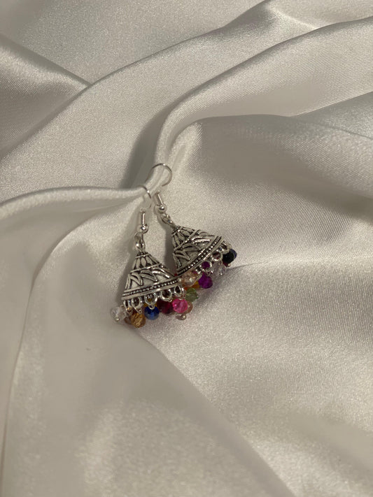 Jhumki-Silver with Multi beads