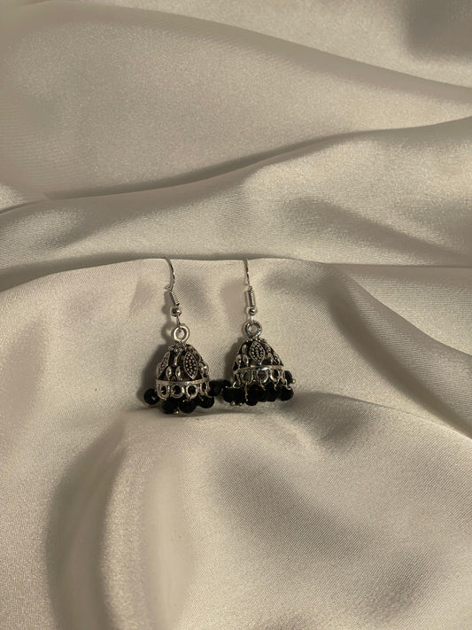 mini jhumki - black silver