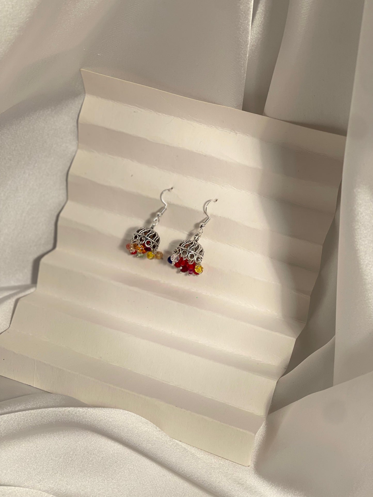 mini jhumki - multi silver