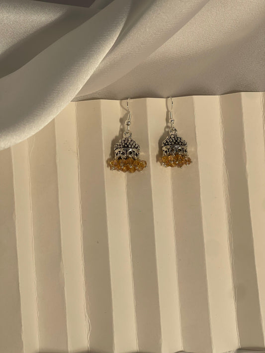 silver mini jhumki with gold beads