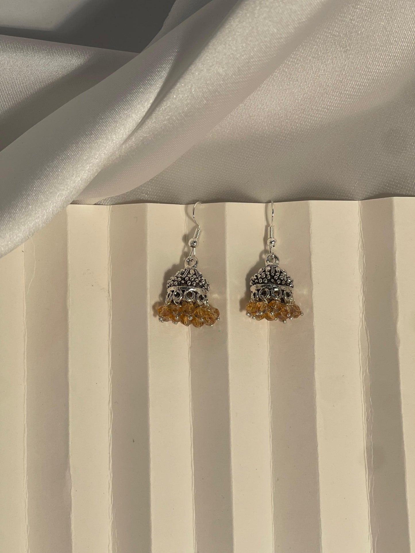 silver mini jhumki with gold beads