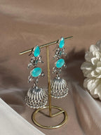 long petal jhumka -afghan collection 1 turquoise