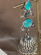 long petal jhumka -afghan collection 1 turquoise