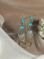 long petal jhumka -afghan collection 1 turquoise
