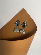 Teen Boti Afghan jhumka- green