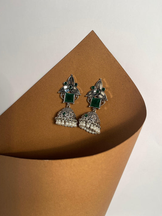 Teen Boti Afghan jhumka- green