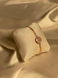Phool bracelet Gold- clear gem(square)