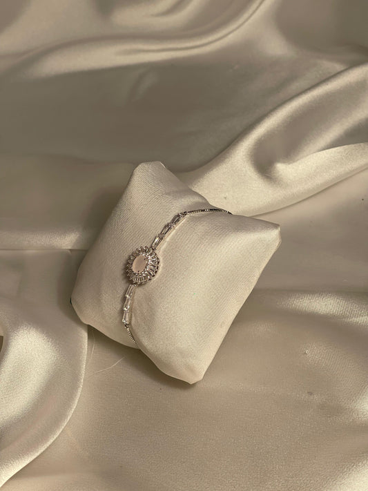 Phool bracelet silver-light pink gem (oval)