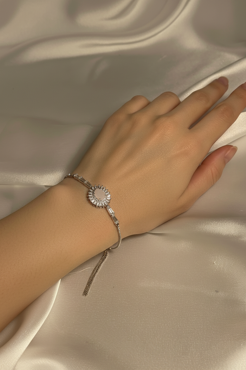 Phool bracelet silver-light lilac gem (oval)