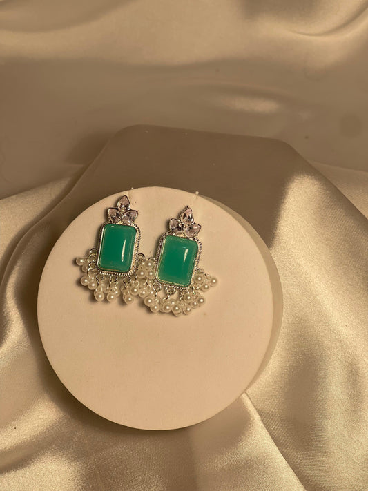 Motiya Ferwa Jhumki-turquoise