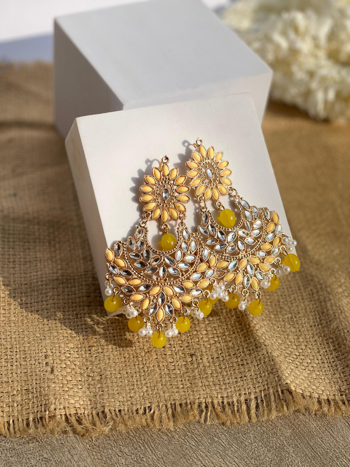 Suraj Mukhi Kundan (Gold And Yellow)