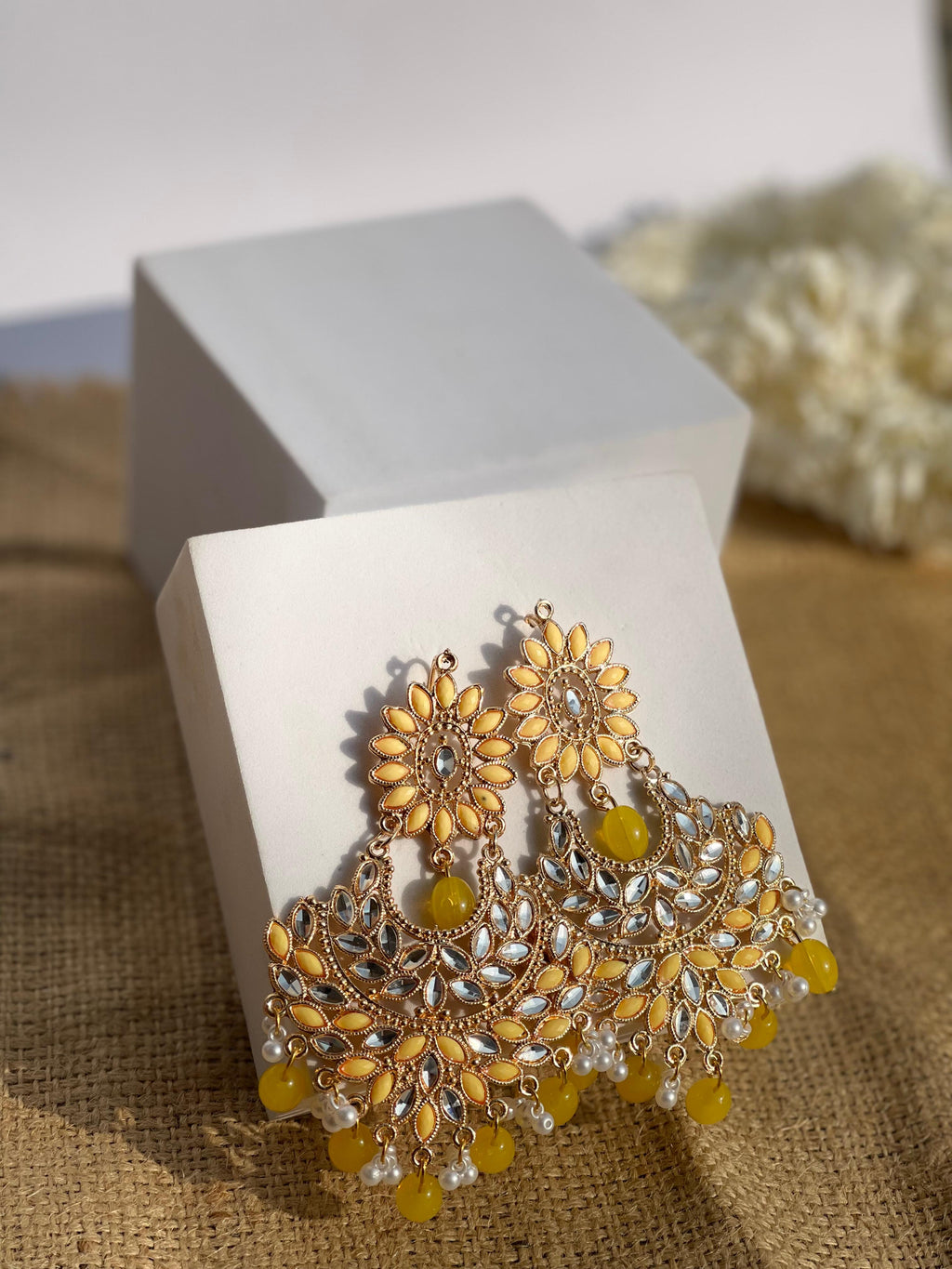 Suraj Mukhi Kundan (Gold And Yellow)