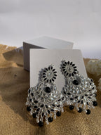 Suraj Mukhi Kundan (Silver And Black)