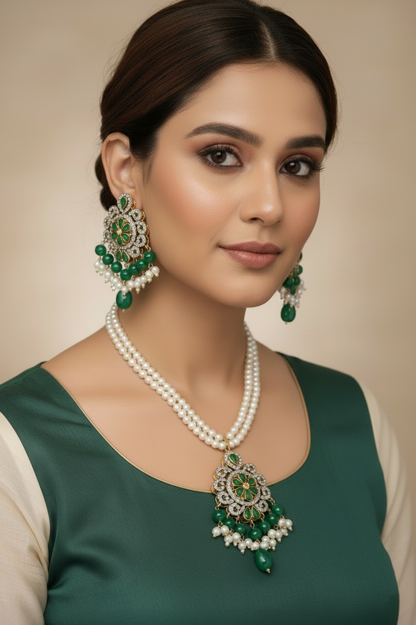 Shahi Collection Set- Green Beads