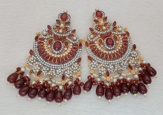 Shahi Earrings- maroon beads