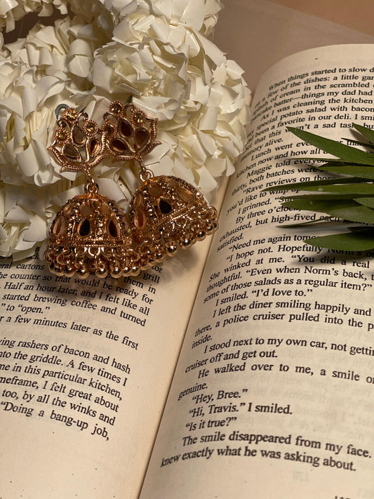 Aneela Jhumki- gold-copper(Noor-Bano-Collection)