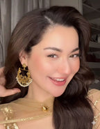 Peacock Earrings - gold brown