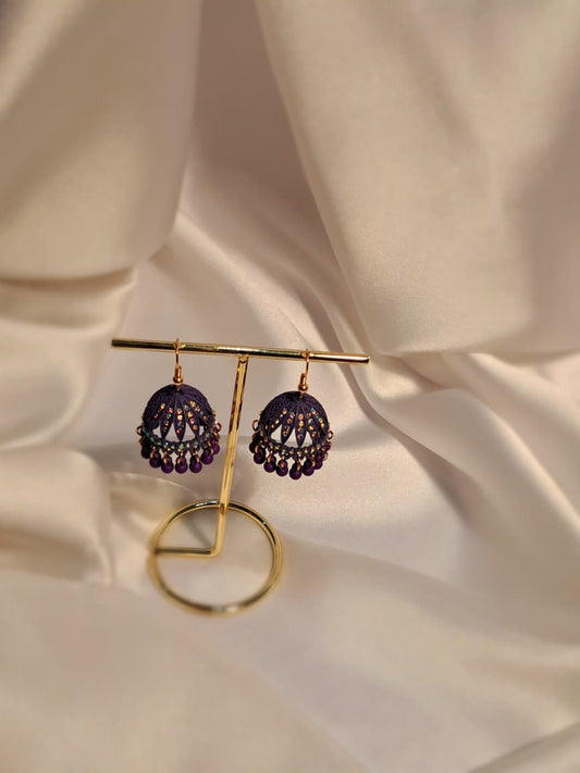 Matt sitara Jhumki-purple(Noor-Bano-Collection)