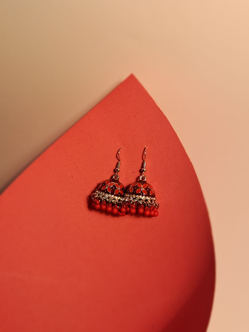 Char Pati Phool Jhumka-Brown