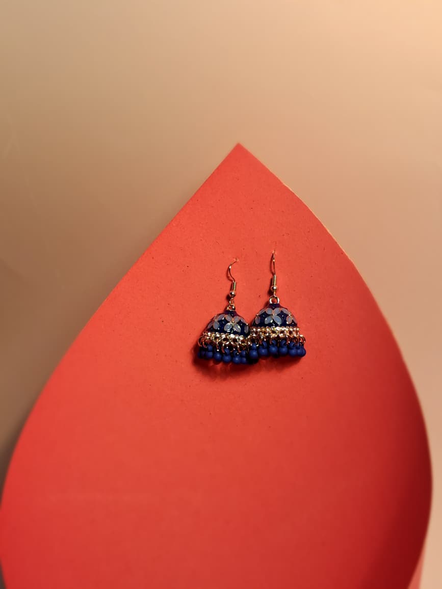 Char Pati Phool Jhumka-blue(Noor-Bano-Collection)