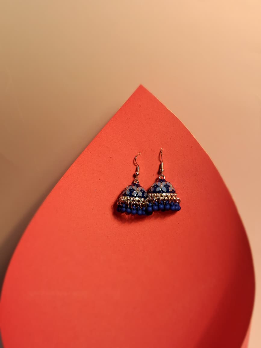 Char Pati Phool Jhumka-blue(Noor-Bano-Collection)
