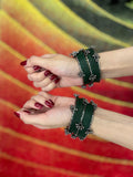 Viral Ghungroo matt bangles- green and silver