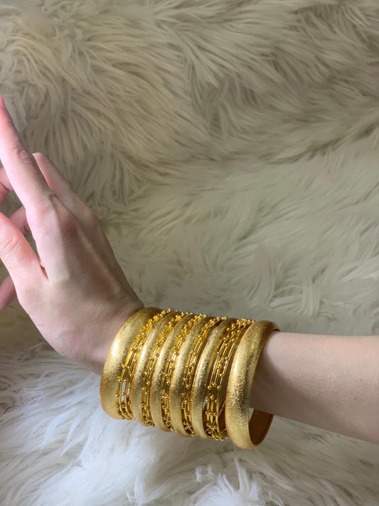 Meerub ali Bangles with dotted bangles-GOLD