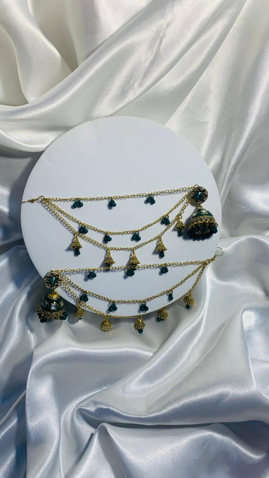 Sumaira Jhumka with Saharay (green)