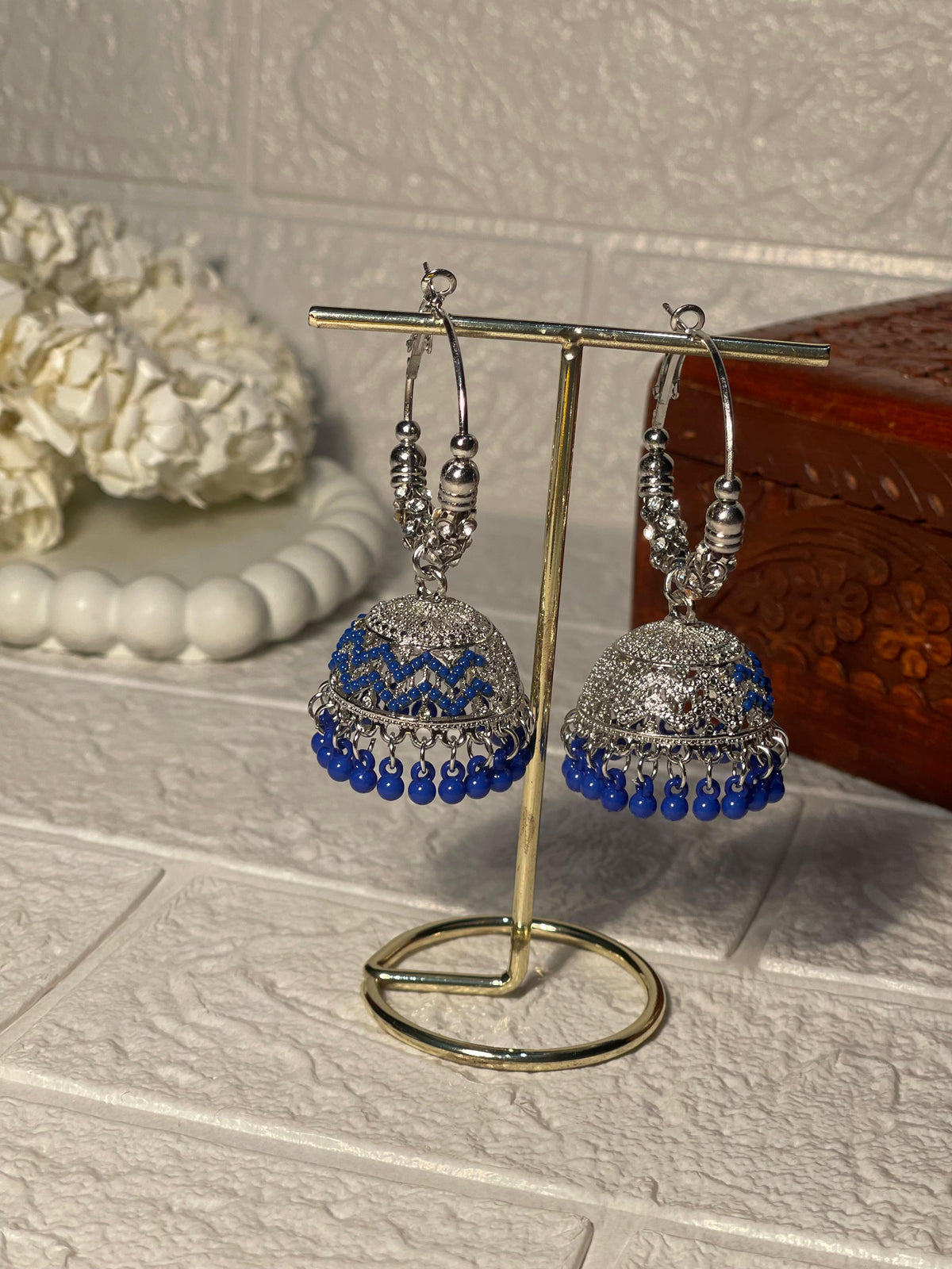 Bano bali-Silver and blue zigzag