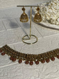 Booti Set-Gold with brown beads(Gulbano collection)