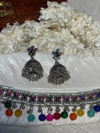 phool set Silver with multi beads-(Gulbano collection)