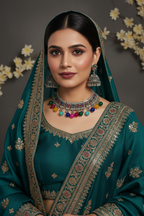phool set Silver with multi beads-(Gulbano collection)