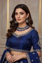 phool set Silver with blue beads-(Gulbano collection)