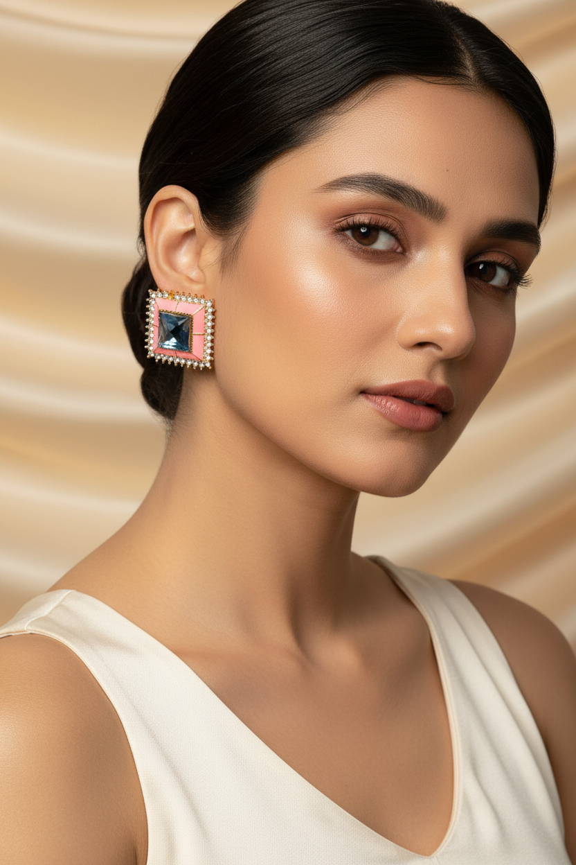 Chakoor bedazzled earrings pink (shahi collection)