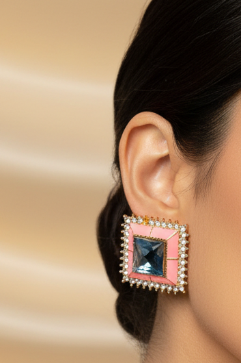 Chakoor bedazzled earrings pink (shahi collection)